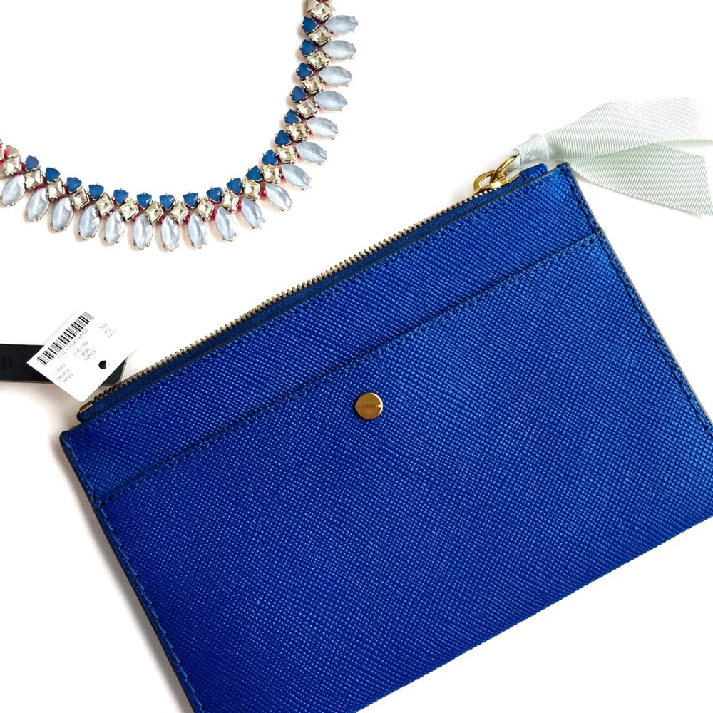 🆕 J. Crew Italian Leather Medium Blue Pouch